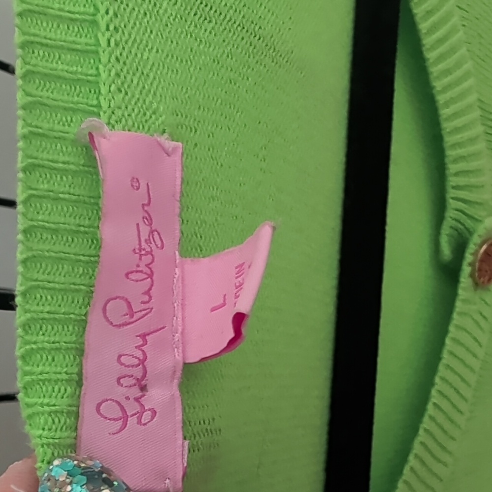 Lilly Pulitzer Lime Green Button-Front Cardigan - Picture 2 of 7